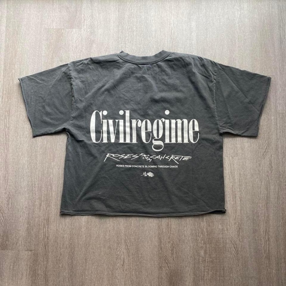 Medium Civil Regime Concrete Roses 199X Cropped Tee in Vintage Ashes 1071